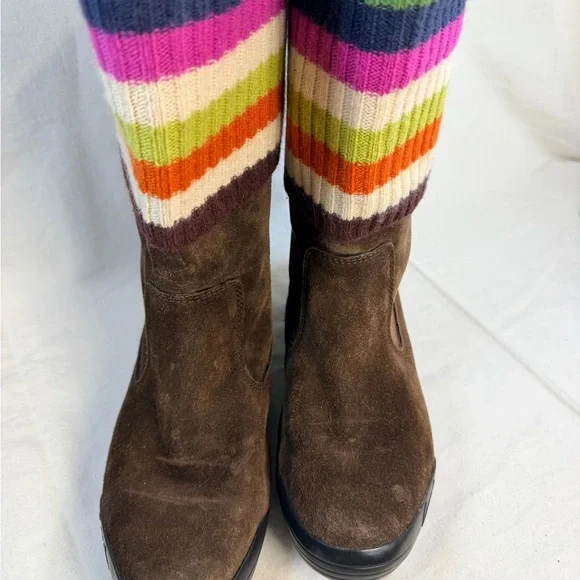 Coach Tatum Suede Legacy Striped Knit Boots size 7 - Picture 3 of 14